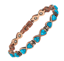 Load image into Gallery viewer, Blue Hearted Copper Bracelet