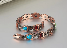 Load image into Gallery viewer, Pure Copper Stone Hearted Bracelet Side View