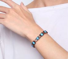 Load image into Gallery viewer, 14pc Blue Oval Stones Copper Magnetic Bracelet