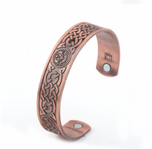 Load image into Gallery viewer, Vinci Viking Knot Copper Magnetic Bangle plain white background