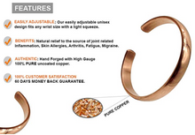 Load image into Gallery viewer, Hand Forged 100% Copper Bracelet (Non-Magnetic) | CopperTownUSA