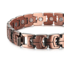 Load image into Gallery viewer, Side view of Chain Mail Copper Magnetic Bracelet