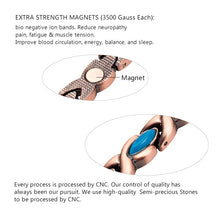 Load image into Gallery viewer, 14pc Blue Oval Stones Copper Magnetic Bracelet from Copper Town USA