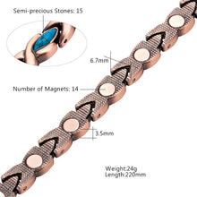Load image into Gallery viewer, 14pc Blue Oval Stones Copper Magnetic Bracelet from Copper Town USA