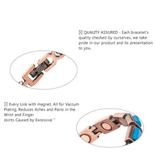 Load image into Gallery viewer, Blue Rectangle 14pc Copper Magnetic Bracelet | CopperTownUSA