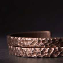Load image into Gallery viewer, Protection Stone Cubic Black Obsidian Bracelet With Handcrafted Antique Copper