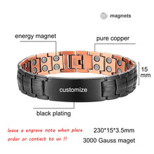 Load image into Gallery viewer, specs of copper magnetic black bracelet