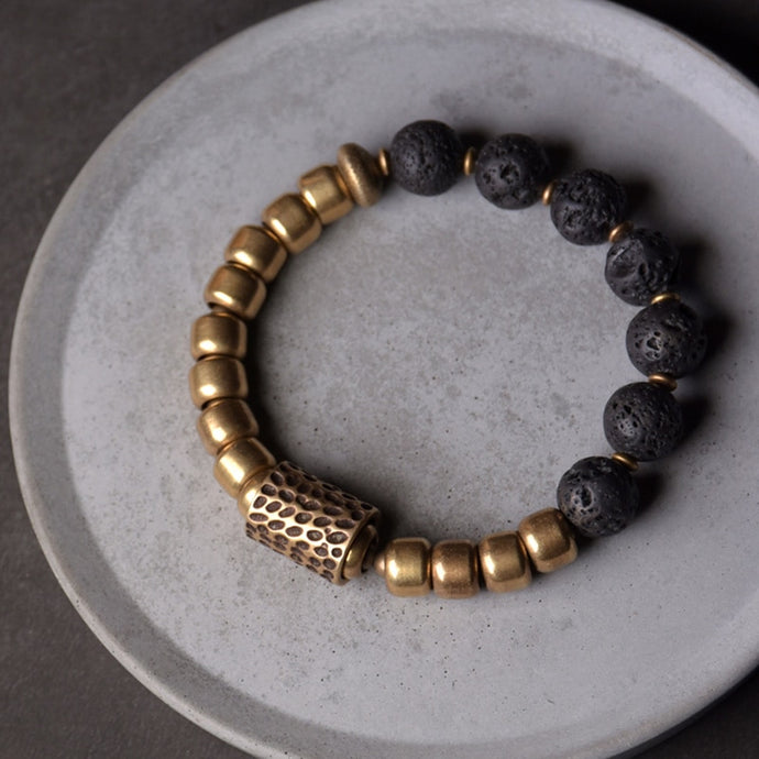 Lava Stone Hand Forged Bracelet | Copper Wellness Jewelry