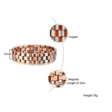 Load image into Gallery viewer, Vinci Linked Double Row Pure Copper Magnetic Therapy Bracelet Specs