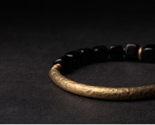 Load image into Gallery viewer, Black Obsidian Bracelet With Handcrafted Antique Copper