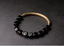 Load image into Gallery viewer, Black Obsidian Bracelet With Handcrafted Antique Copper