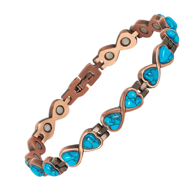 Blue Hearted Copper Bracelet