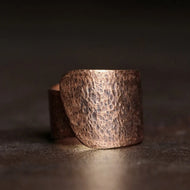 Close up of hammered ring