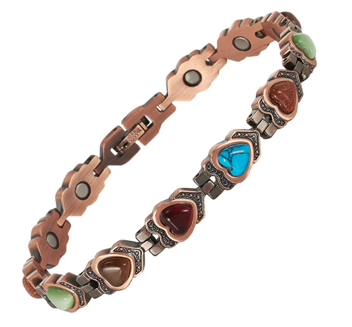 Pure Copper Stone Hearted Bracelet