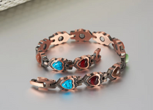 Load image into Gallery viewer, Pure Copper Stone Hearted Bracelet Side View
