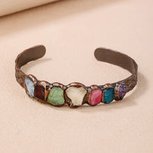 Load image into Gallery viewer, Bronzed Copper Adjustable Cuff with Multi-Colored Crystal Stones
