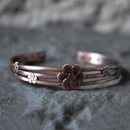 Vintage Floral Pure Copper Magnetic Bangle