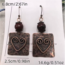 Load image into Gallery viewer, Corkys Hammered Spiral Heart Antique Copper Earrings
