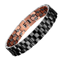 Load image into Gallery viewer, Black Dipped Pure Copper Double Row Magnetic Bracelet
