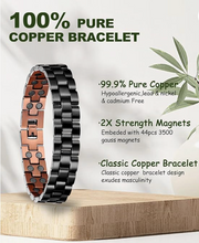 Load image into Gallery viewer, Black Dipped Pure Copper Double Row Magnetic Bracelet
