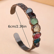 Load image into Gallery viewer, Bronzed Copper Adjustable Cuff with Multi-Colored Crystal Stones
