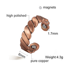 Load image into Gallery viewer, Copper ring with magnetic properties on a white background
