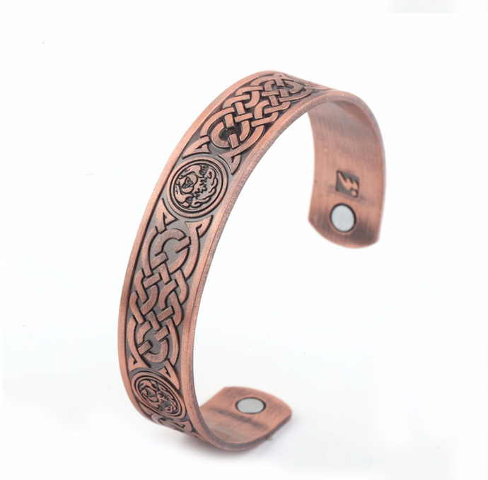 Vinci Viking Knot Copper Magnetic Bangle plain white background