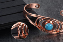 Load image into Gallery viewer, coppertownusa blue stone open cuff
