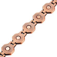 Load image into Gallery viewer, underneath the Octagon Magnetic Antique Copper Bio Charm Bracelet close up
