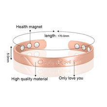 Load image into Gallery viewer, Vinci &quot;Only Love You&quot; Copper Magnetic Bangle specs

