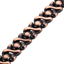 Load image into Gallery viewer, Blackened X &amp; O Copper Magnetic Bracelet texture
