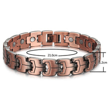 Load image into Gallery viewer, Chain Mail Copper Magnetic Bracelet specs
