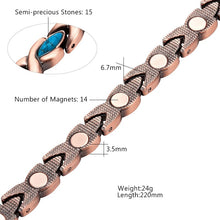 Load image into Gallery viewer, 14pc Blue Oval Stones Copper Magnetic Bracelet from Copper Town USA
