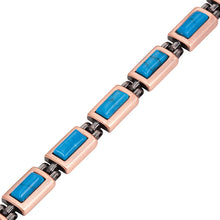 Load image into Gallery viewer, Blue Rectangle 14pc Copper Magnetic Bracelet close up view of stones
