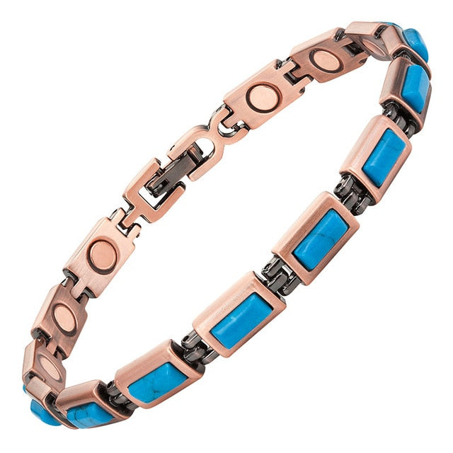 Blue Rectangle 14pc Copper Magnetic Bracelet