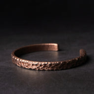 Protection Stone Cubic Black Obsidian Bracelet With Handcrafted Antique Copper