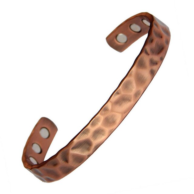 Hammered Classic Pure Copper Magnetic Bangle | Copper Wellness Jewelry