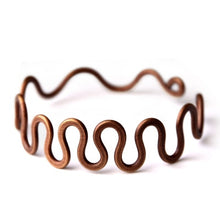 Load image into Gallery viewer, Rustic Wave Handcrafted Solid Copper Bangle
