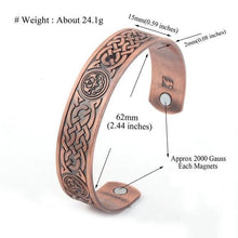 Load image into Gallery viewer, Vinci Viking Knot Copper Magnetic Bangle specs
