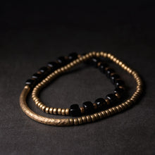 Load image into Gallery viewer, Beaded Cubic Black Onyx Multilayer Hammered Copper Bracelet
