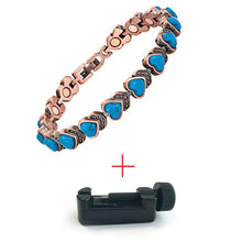 Load image into Gallery viewer, Blue Hearted Copper Magnetic Bracelet with removal tool included
