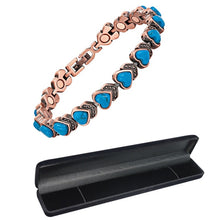 Load image into Gallery viewer, Blue hearted copper magnetic bracelet with gift box
