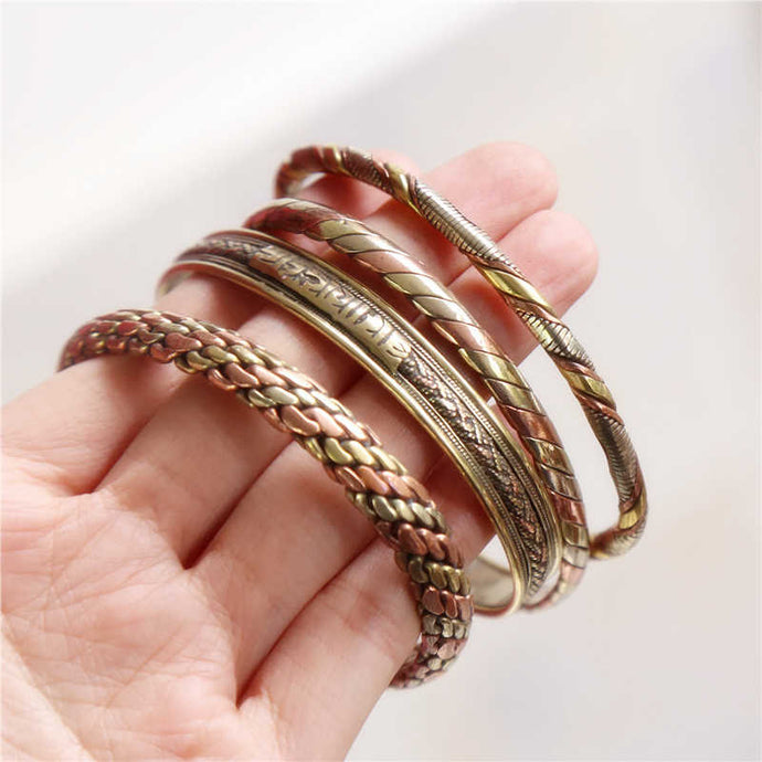 Indian Red Copper Wrapped Open Cuff Slim Bangles