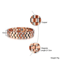 Load image into Gallery viewer, Vinci Linked Double Row Pure Copper Magnetic Therapy Bracelet Specs
