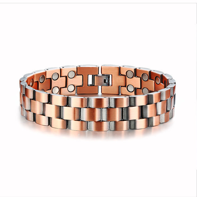 Vinci Linked Double Row Pure Copper Magnetic Therapy Bracelet white background