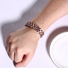 Load image into Gallery viewer, Vinci Linked Double Row Pure Copper Magnetic Therapy Bracelet on wrist close up
