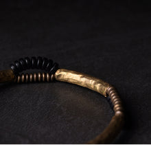 Load image into Gallery viewer, Close up of copper part of Handcrafted Copper Bracelet with Antique Finish
