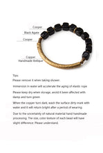 Load image into Gallery viewer, Protection Stone Cubic Black Obsidian Bracelet With Handcrafted Antique Copper
