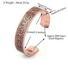 Load image into Gallery viewer, specs of Vinci Phoenix Totems Pure Copper Magnetic Bangle
