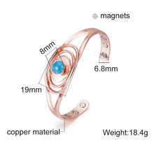 Load image into Gallery viewer, Blue Stone Open Cuff Copper Magnetic Bangle Specifications
